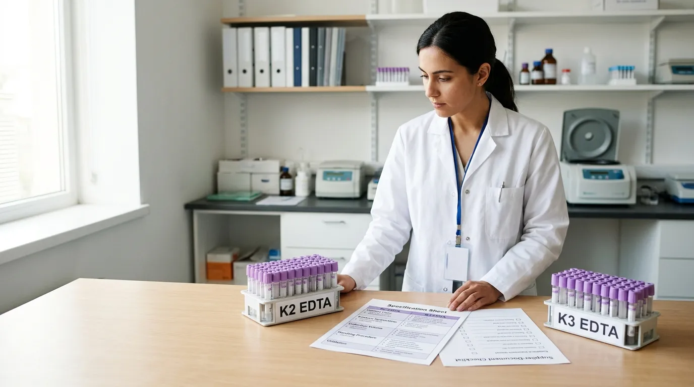Laboratory buyer comparing K2 and K3 EDTA tube options and supplier documentation