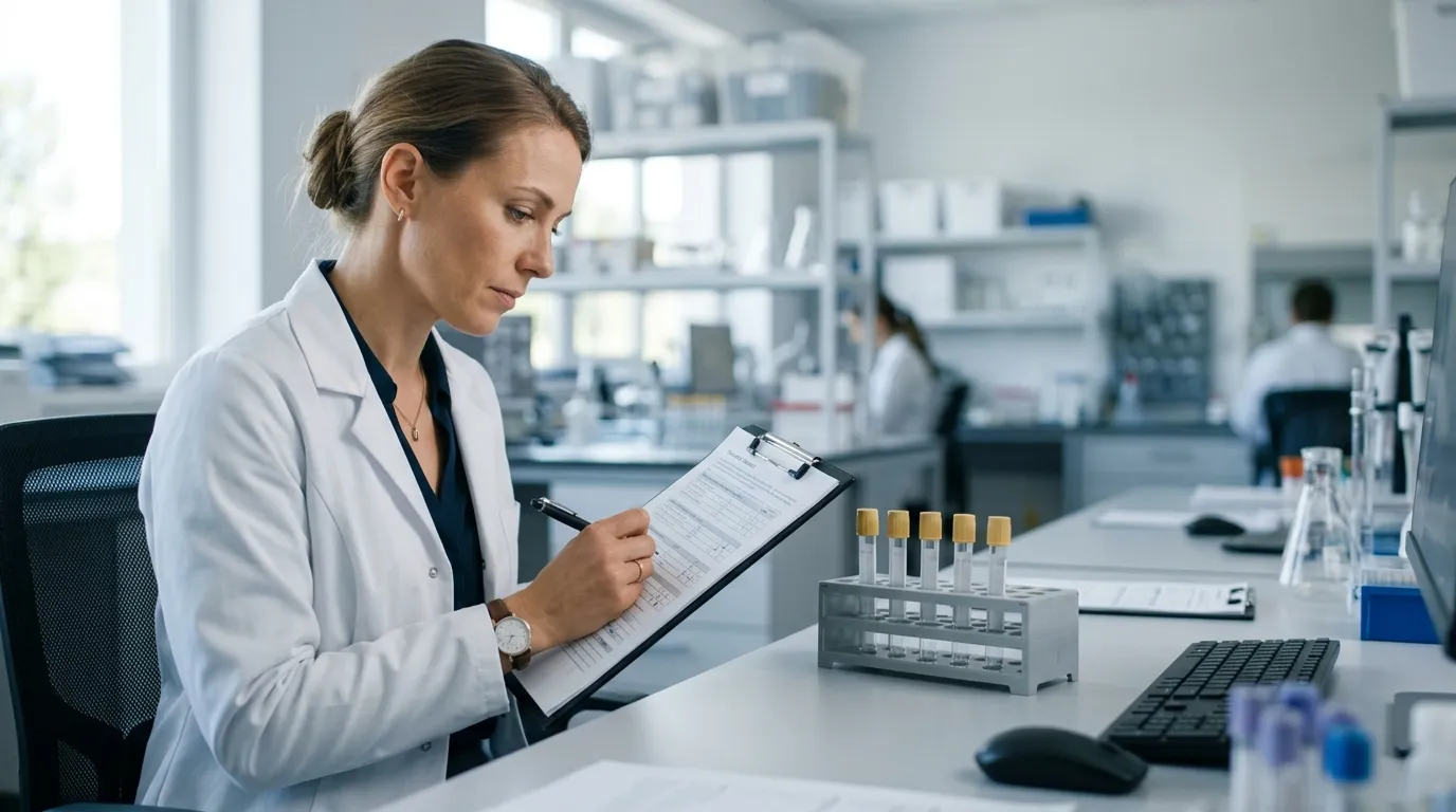 Buyer comparing SST tube samples with an evaluation checklist