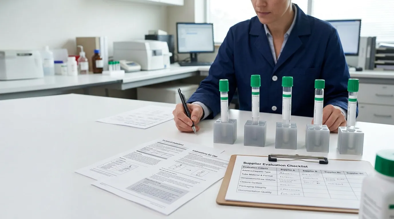 Procurement review of sodium heparin tube configurations and supplier documents