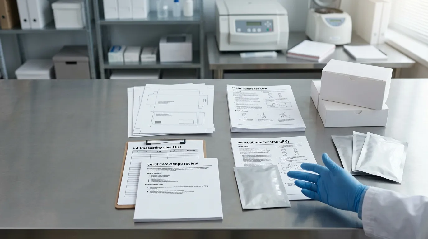 Neutral rapid-test packaging and documentation reviewed for private-label sourcing requirements