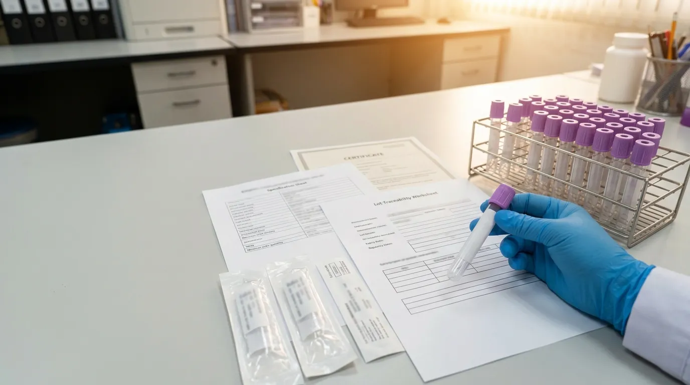 EDTA blood tubes reviewed with supplier specifications and traceability documents