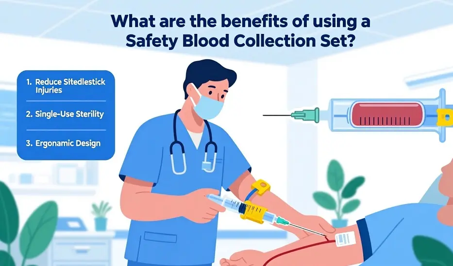 What are the benefits of using a Safety Blood Collection Set for healthcare workers?